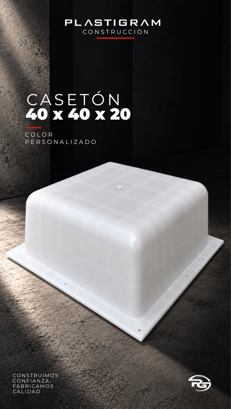 Casetón plástico 40 x 40 x 20 cm para losas alivianadas